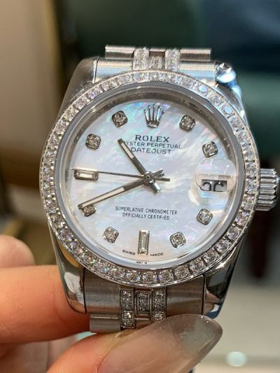 Rolex Datejust 31mm White Diamond Bezel 316L Steel White MOP Face Lady Watch